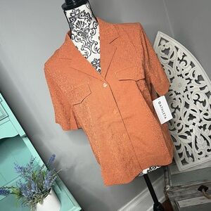 Athleta Echo Button Down Top Size Small Medium Large NWT Copper Orange